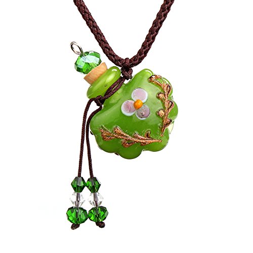 CCSC-PEC Handmade Glass Small Essential Oil Diffuser Ashes urn Bottle Cork Pendant Vial Necklace (Green (Shell Shape))