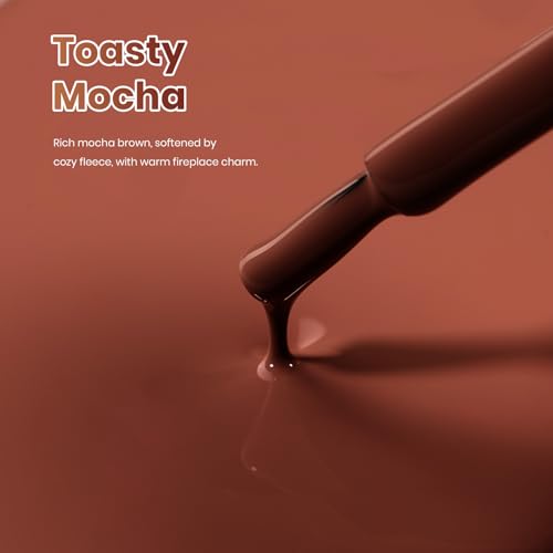 Image of Beetles Brown Gel Nail Polish - Toasty Mocha Full Size 15ML /0.51Fl Oz, Hema Free Mocha Brown Gel Polish, Soak Off UV LED Lamp Fall Nails Art, Manicure Salon DIY Nails