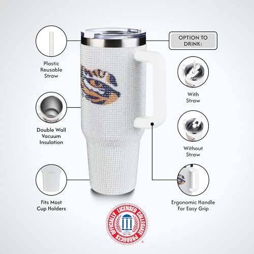 Image of The Memory Company Officially Licensed 40oz White Bling Game Day Tumbler, Louisiana State University
