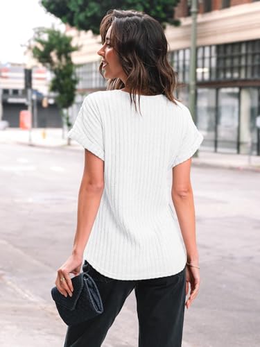 Image of AUTOMET Womens Short Sleeve Tops Fall Shirts 2026 Lightweight Sweater | Dressy Casual Blouse, Fashion Summer Clothing, Cute Spring Outfits, Business Work Tunic, Trend Boho