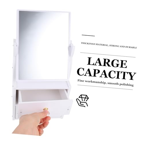 Miroir maquillage sur pied de table et coiffeuse avec bac de rangement - 5