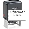 ExtraMark S-1025 Professional Self Inking Office Date Stamp with "Approved" Phrase Style P - Black Color Ink