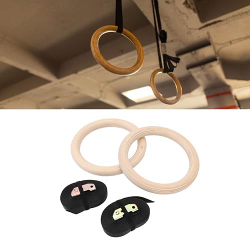Anéis de Ginástica de Madeira, Conjunto de Anéis de Puxar para Cima Anéis de Ginástica de Madeira de