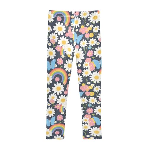 Daisies Rainbows Girls' Leggings Toddler Doodles Butterflies Kids Yoga Pants Dance Active Tights 4T2