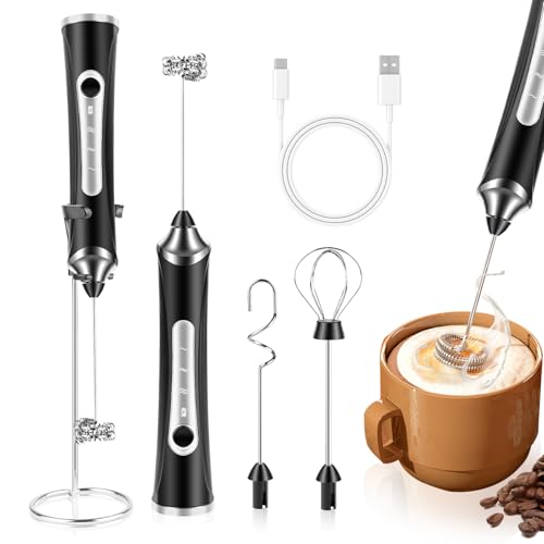 Opiniones y reviews de Agitador de bebidas Top 10. 41 Espumador de Leche con Base de Soporte, Espumador Batidor de Bebidas Recargable de Mano con 3 Cabezales y 3 Velocidades, Agitadores Batidor Eléctrico Batidora de Café Para Latte,...