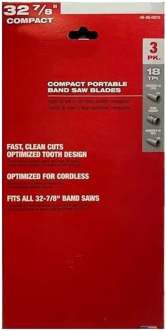 48-39-0579 for Milwaukee Suitable 32-7/8" 18TPI Band Saw Blade, Compact - 3pk