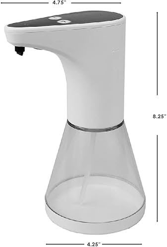 Miniatura 8 de Home Basics - Dispensador de jabón compacto automático sin contacto de 16 onzas, color blanco, niveles de dispensación ajustables para lavado de