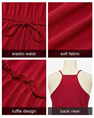 Image of Newshows Women's Summer Casual Dress Cute A Line Ruffle Hem Flattering Fit Beach Vacation Sundress