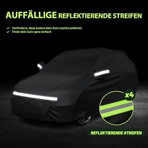 Favoto Autoabdeckung Winter Vollgarage Auto Abdeckplane Staubdicht Wasserdicht Autohülle Autoplane Car Cover für 480cm-505cm SUV 500cm x 190cm x 185cm 3.5kg Schwarz