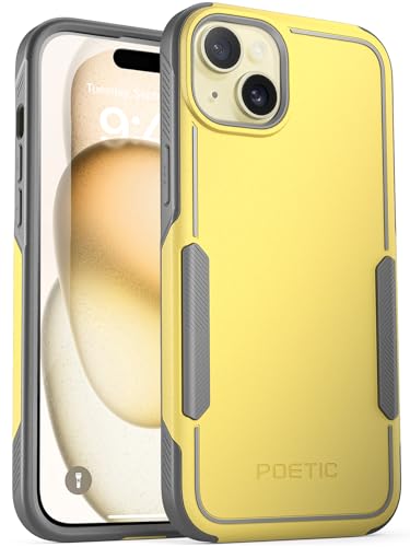 Poetic Neon Series Case Compatible with iPhone 15, Dual Layer Heavy Duty Tough Rugged Light Weight Slim Shockproof Protective Drop Protection Phone Case 2023 New Cover for iPhone 15 (6.1 Inch), Yellow