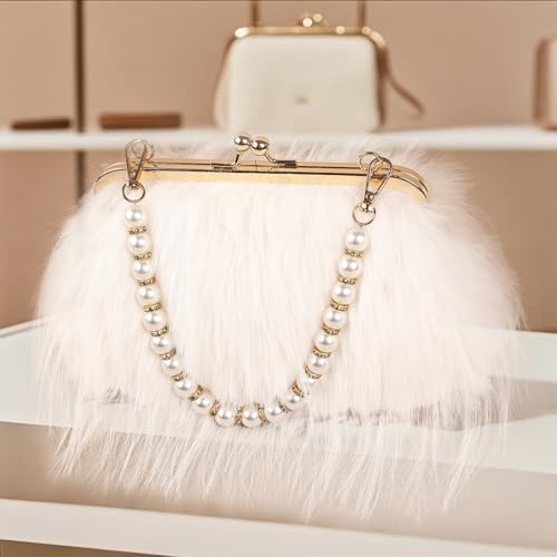 Image of Women Clutch Purses,Fluffy Feather Evening Handbags for Wedding Party Banquet Prom Crossbody Bag