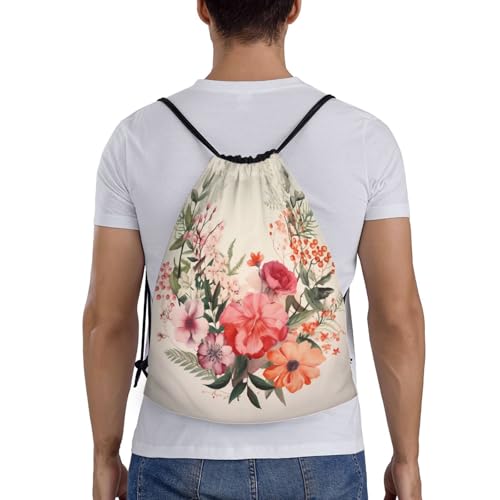 Drawstring Bag Lightweight Small Gym Bag for Women Flower illustrations Soccer Backpack for Sports Travel2