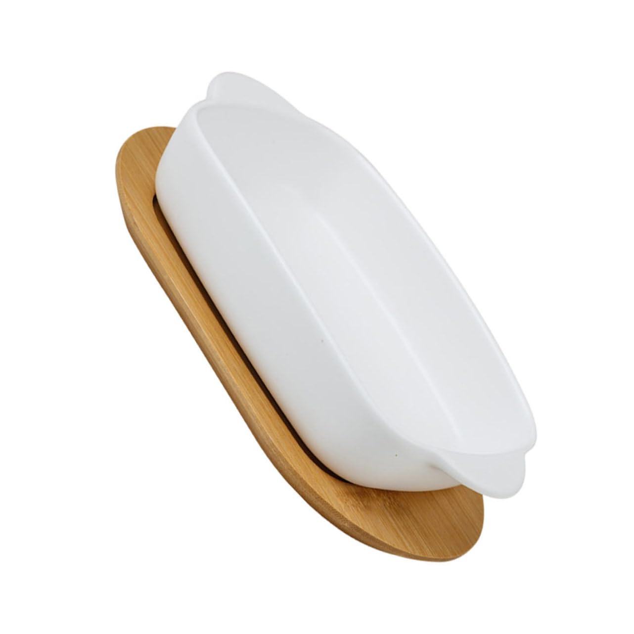 BESTYASH Bandeja Para Hornear Doble Asa Nórdico Plato De Almacenamiento Versátil Bandeja De Cerámica Para Hornear Pan De Horno Tapa De Madera Para Horno