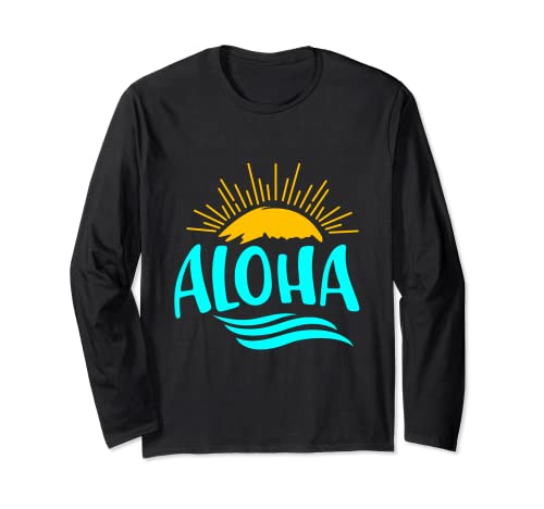Aloha Hawaii Beach Surfing Island Vacation Surfer Surf Regalo Maglia a Manica