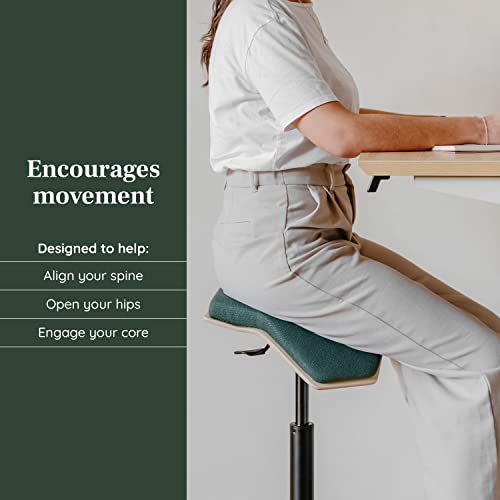 Image of Branch Saddle Chair, Ergonomic Rolling Stool | Birch Plywood Frame and Recycled Seat Fabric, Height Adjustable Saddle Seat for Active Sitting and Better Posture, Black