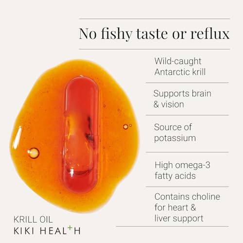 KIKI Health Krill Oil Capsules High Strength 590mg - Naturally Rich in Long-Chain Fatty Acids EPA & DHA, Support Heart, Brain, Liver, & Vision - Omega 3 Fish Oil Alternative, Gluten Free - 30 Capsules
