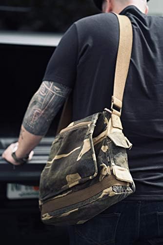 Gootium Canvas Shoulder Bag - Vintage Cross Body Messenger Bag Mens Satchel, Army Green