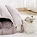 NEREIDS NET Cat Sleeping Bag Small Dog Bed Cat Bed Round Plush Hooded Cat Bed Cave Pet Sofa Dual-Purpose Bed Adjustable Pet House Tent with Washable Removable Cushion for Cats Small Dogs Rabbit Grey