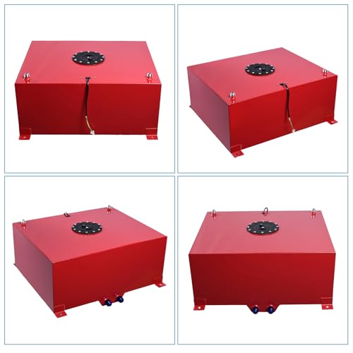 MOTORHOT Universal Aluminum 20 Gallon Fuel Cell 80L Fuel Tank For Truck Bed Polished Racing Street Drift Strip with Level Sender Red
