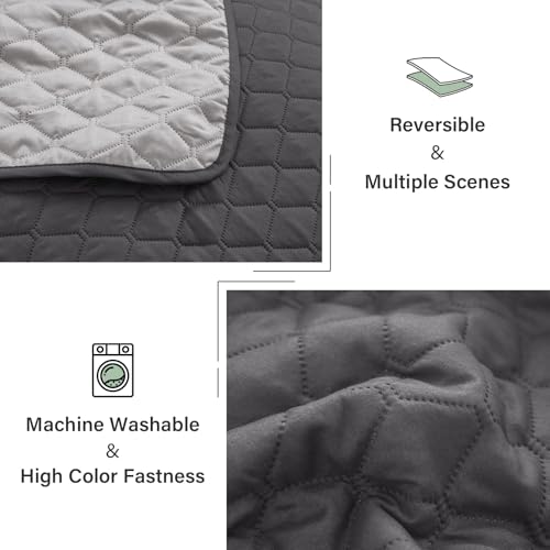 Exclusivo Mezcla Reversible California King Size Quilt Bedding Set with Pillow Shams, Lightweight Quilts Cal King Size, Soft Bedspreads Bed Coverlets for All Seasons - (Grey, 112"x104")