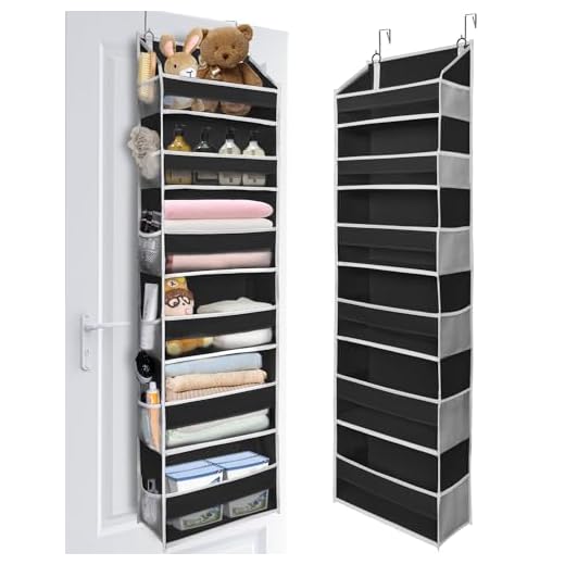 ULG Over The Door Organizer with 6 Large Pockets 12 Side Pockets, 50lbs Weight Capacity Door Hanging Organizer for Bedroom, Bathroom Black