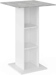 Tavolo Bar Alto Dana - 108x50cm Bianco/Antracite - Con Scaffali - Truciolato Resinato