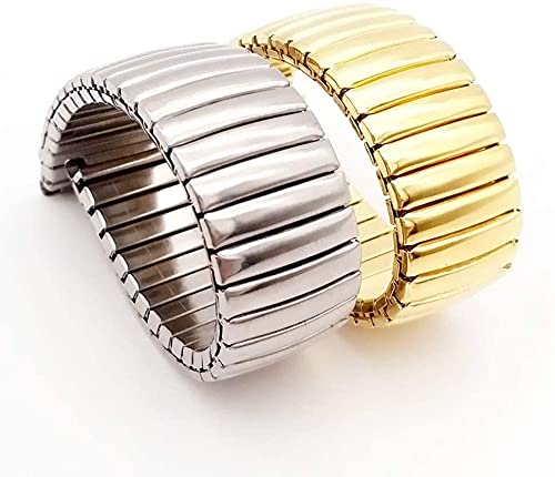 Cinturino Orologio A Maglia Elastica In Acciaio Inox – Color Oro E Argento, Larghezze 16-20mm