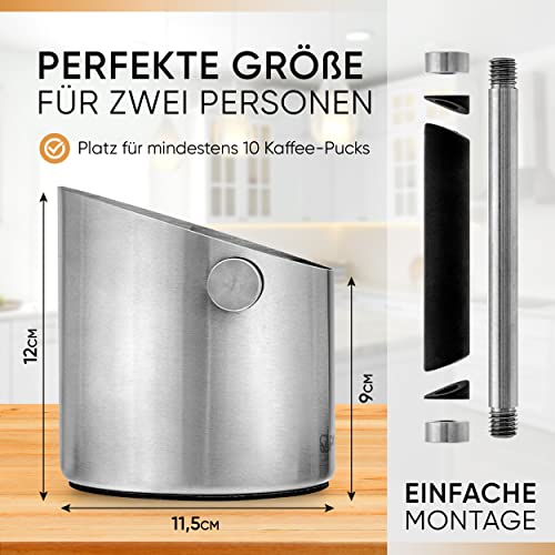 praxxim Abklopfbehälter für Siebträger – Kaffeesatz Abschlagbehälter aus Edelstahl – Optimal für 1-2 Espresso Genießer im Haushalt – incl. Ebook“Kaffee perfekt zubereiten“ - 2