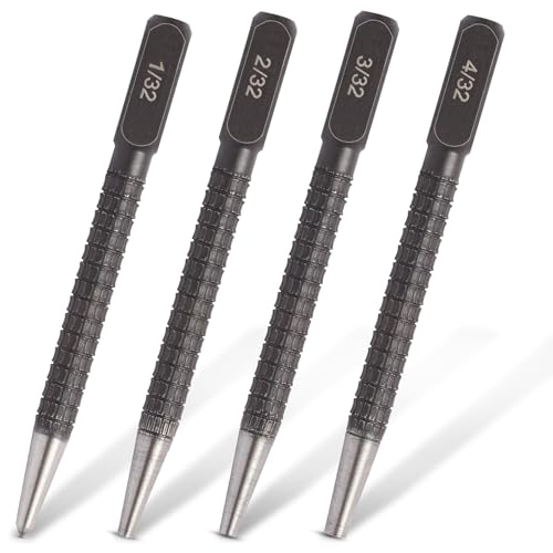 Ouvlaiz 4-Piece Center Punch Set with Sizes 1/32-4/32