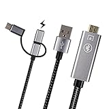 Tihokile MHL HDMI Kabel Adapter für Smartphone auf TV mit Blutoth-Funktion 1080P, USB C Micro USB Lighting auf HDMI 3 in 1 MHL, Kompatibel mit Tablet Smartphone