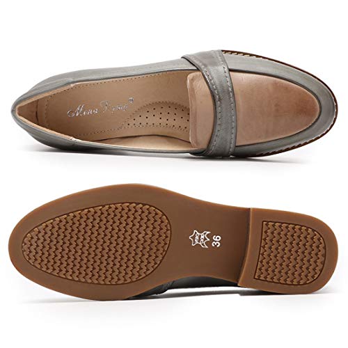 Image of Mona flying Women's Leather Dress Penny Loafers Slip On Flats Office Shoes