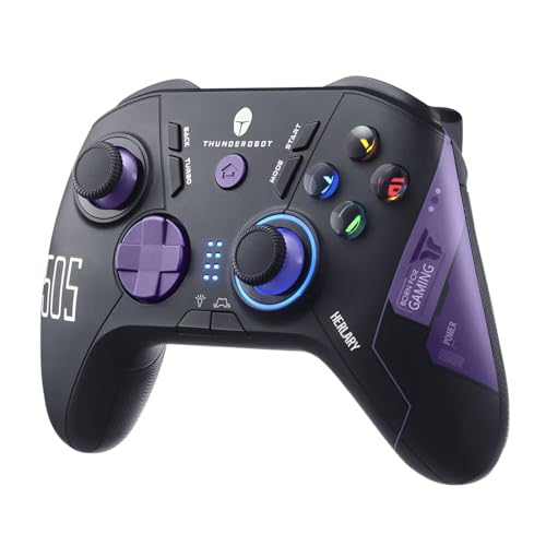 Thunderobot G50S 1000HZ Wireless Controller PC per Windows/Switch/Android,Joystick PC con Joystick e ganci ad effetto Hall, TURBO, USB/BT/2.4G, Giroscopio, 6 Pulsanti Programmabili, Nero