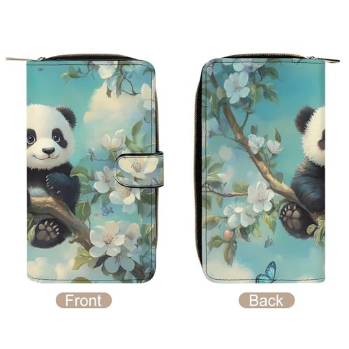 Cute Panda Bear Long Wallet PU Leather Credit Card Holder Durable Zippered Purse Clutch Wallet3