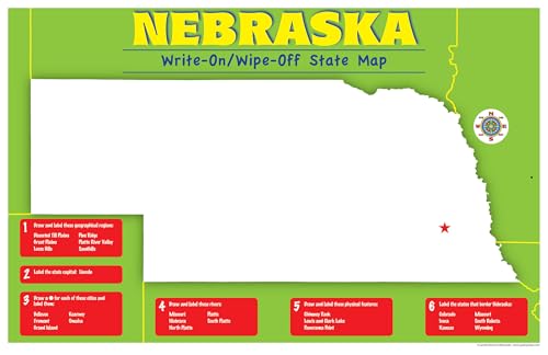 Gallopade Publishing Group Nebraska Write-On/Wipe-Off Desk Mat, State Map (9780635107046)