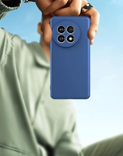 Image of DIZORO Compatible with OnePlus 13r 5G Back Cover with Upgraded Square Edges for Camera Protection Shockproof Flexible Matte Liquid Silicone Mobile Phone Case (Navy)