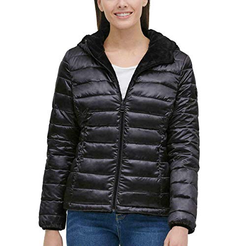 Andrew Marc Ladies' Ultra Soft Attached Hood Reversible Jacket Black XL