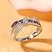 Jeulia Crossover Sterling Silver Women's Band Fashion Anniversary Promise Engagement Ring for Women With Gift Jewelry Box (9.5) (Purple & White, 5.5)