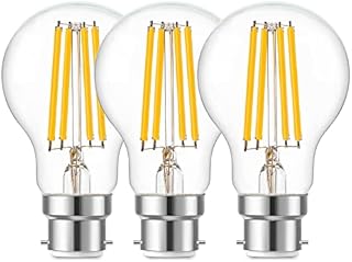 Genixgreen Bayonet Light Bulbs B22, 9W Dimmable Bayonet Cap BC Clear Filament Edison Bulb, Warm White 2700K, Equivalent 100W Incandescent Antique Bulbs, 1050LM, Pack of 3