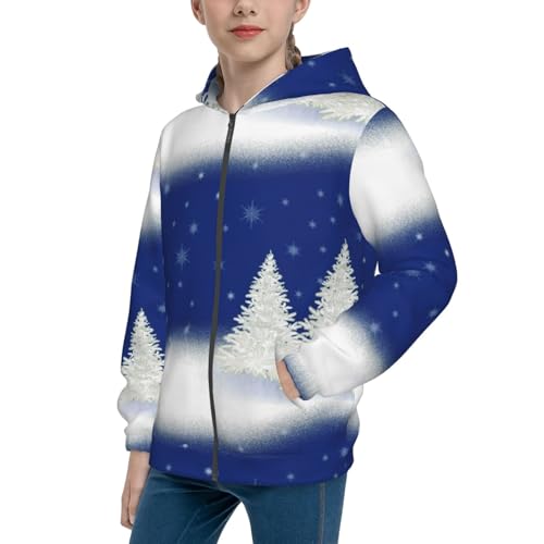 Christmas Fir Tree Kids Pullover Hoodies Boys Zip Up Sweatshirts Girls Athletic Clothes with Pocket - Main Image