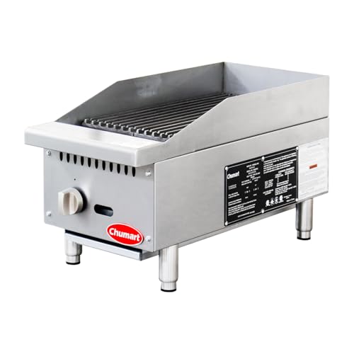CHUMART 12 Commercial Charbroiler Gas Radiant Charbroiler with 35000 BTU U-Shaped Burners Natural/Propane Gas Countertop grill with LP Conversion Kit for Restaurant