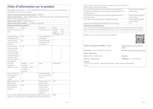 Sèche-Linge Pompe À Chaleur Daewoo TD-B9GP1WE0 – 9 Kg, Classe E - vue 9