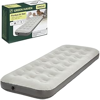 Green Haven Grey Single Blow up Camping bed | Waterproof Single Airbed Inflatable Mattress | Single Air Beds for Adults & Kids |Quick Inflatable Camping Mattress | Camping Mattress Single Air Bed