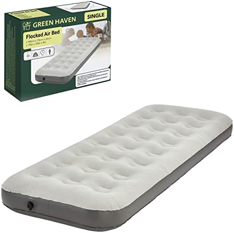 Green Haven Grey Single Blow up Camping bed | Waterproof Single Airbed Inflatable Mattress | Single Air Beds for Adults & Kids |Quick Inflatable Camping Mattress | Camping Mattress Single Air Bed