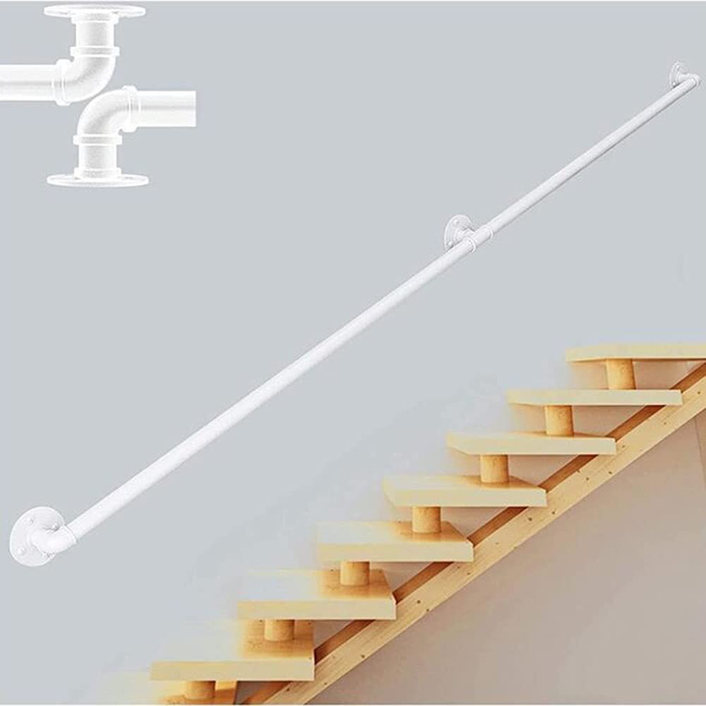 Kit Completo, Corrimano per Scale in Ferro Battuto per Tubi Industriali, Asta di Supporto per Corridoio Contro Il Muro Loft per Interni Ringhiere per Anziani (Size : 4.2m/13.8ft(3 Section))
