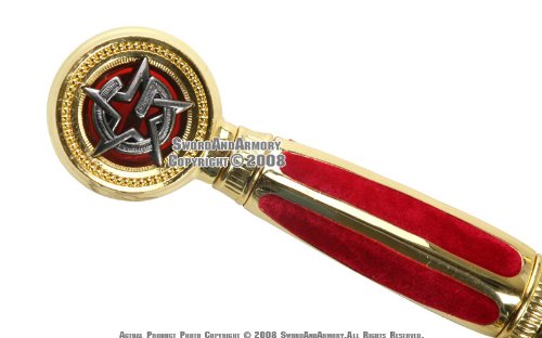 Etrading 45" Masonic Ceremonial Sword Templar Knight Freemasonry Red Handle with Plaq