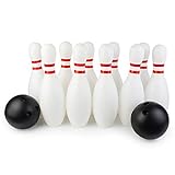 Le palle da bowling hanno cerchi dentellati per assomigliare a una vera palla da bowling. Preparati a rotolare, rimbalzare e prendere.