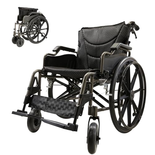 Aluminum Manual Wheelchair Foldable Heavy-Duty All-Terrain Transport 350 Lbs