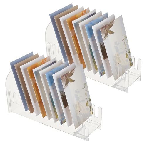 NICENEEDED 2 Soporte de Exhibición de Tarjetas de Felicitación de Acrílico de 12 Niveles, Expositor de Tarjetas Portátil, Transparente, para Postales