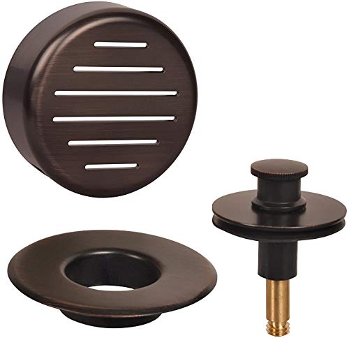 Ab&A 60115 Tub Drain Trim Kit With Push En Lift Stopper, Classic High-Capacity Overflow Plate, And Press-In Strainer Cover, Venetian Bronze #TOP1