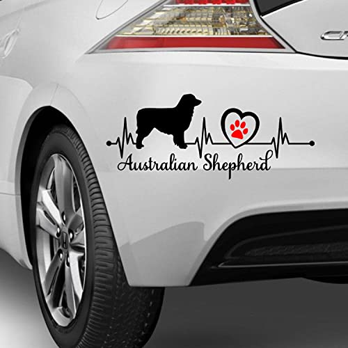 myrockshirt Australian Shepherd Herzschlag Aufkleber Sticker ohne Hintergrund Autoaufkleber verschieden Größen/Farben Hunderasse